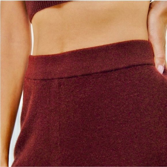 Naadam Cashmere Cropped Pants High Waisted Straight Leg Maroon Burgundy Size XXS - Picture 5 of 9